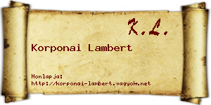 Korponai Lambert névjegykártya